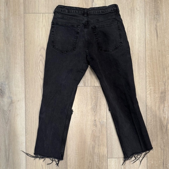 ASOS Topshop Women’s Straight-Leg High-Rise Ripped Black Denim Stretch Jeans 30 - Picture 2 of 8